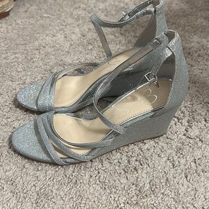 Women's Silver Wedge Sandals